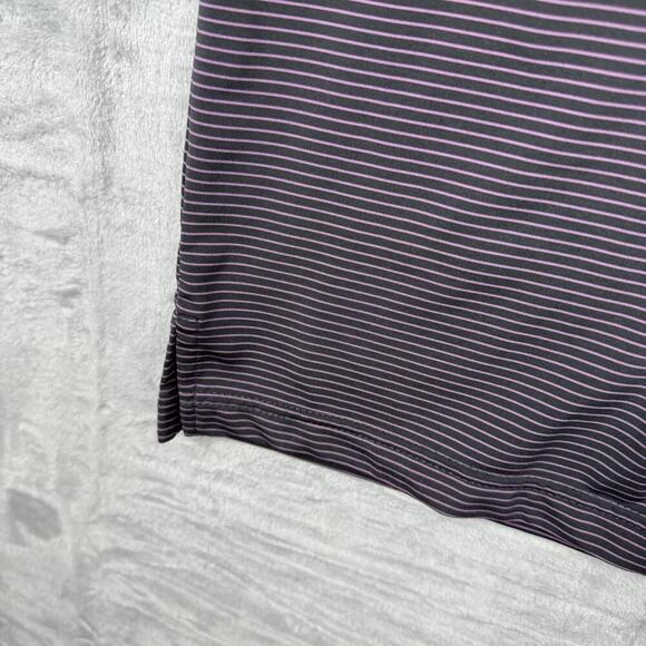 Horn Legend Performance Polo Shirt Men L Purple Stripe Torrey Pines Golf Stretch - Picture 6 of 11